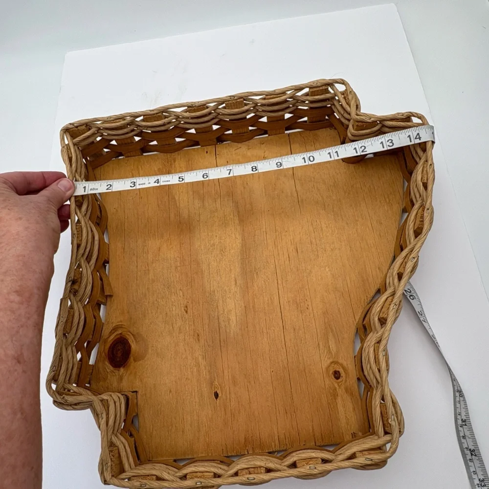 Vintage Woven and Wood Arkansas-Shaped Basket